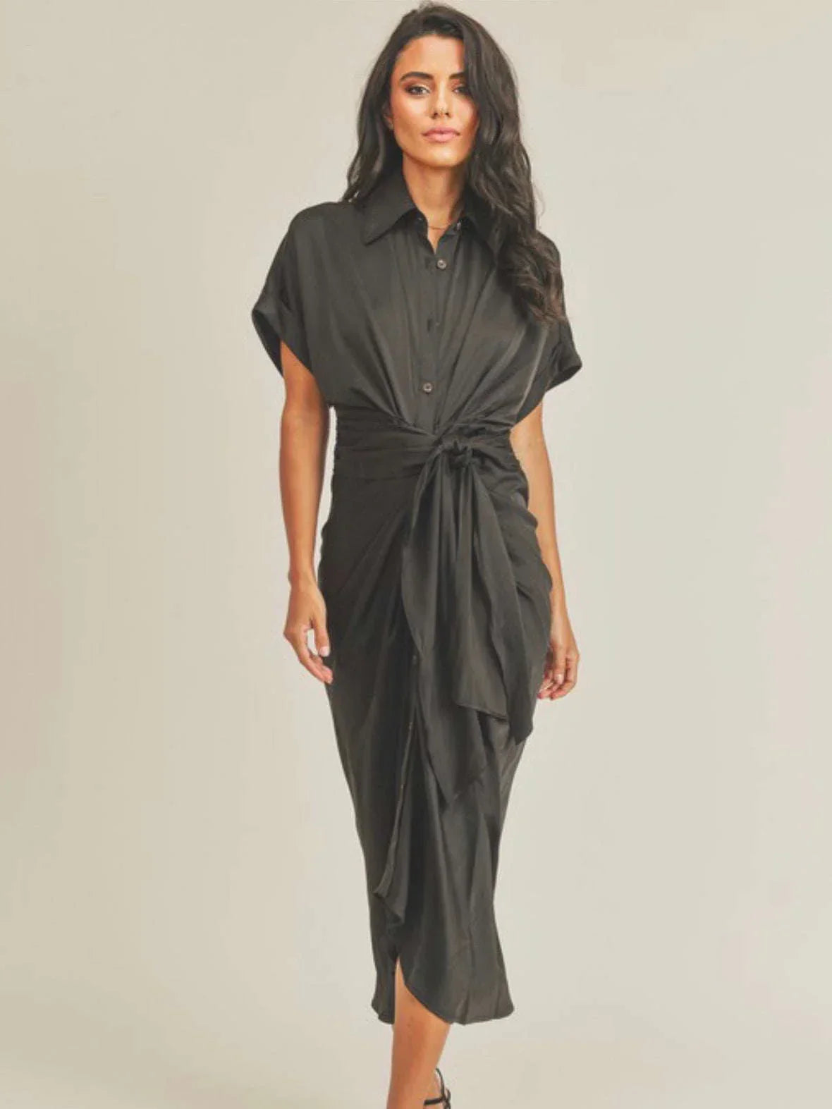 TIE FRONT SHIRT DRESS