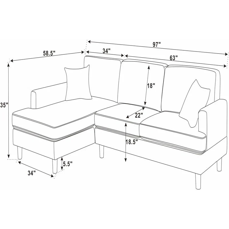 Avva 2 - Piece Corduroy Sectional