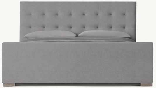 Modena Fabric Platform Bed: Grey Oak | Perennials Performance Textured Linen Weave - Fog